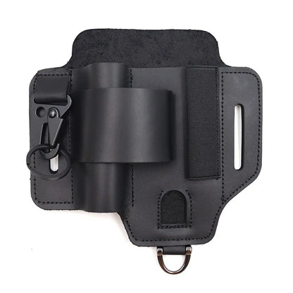 Tactical Multi Tool Belt Leather Bag Portable Tool Storage Bag Holster Key Holder Outdoor Camping Hunting Waist Leather Pocket