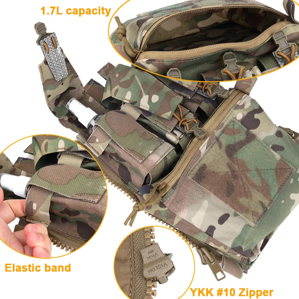 Assault Adapt Banger Back Panel Zip On Rear Pack Tactical Vest  V5 Plate Carrier Accessories Bag GP Pouch Multitools Pocket