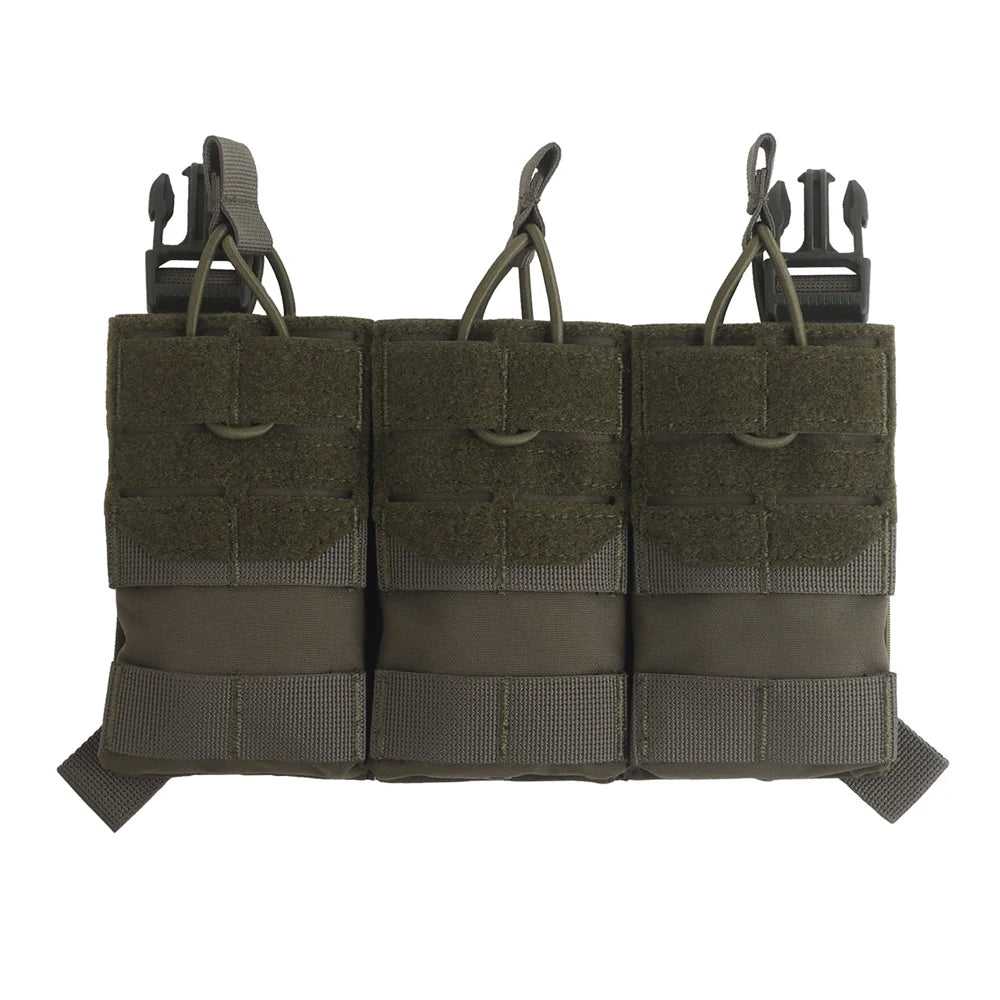 K Style Tactical Triple Magazine Pouch AR15 M4 5.56 Open-Top MAG3 Pouch for Hunting Airsoft Molle Vest Plate Carrier Front Panel
