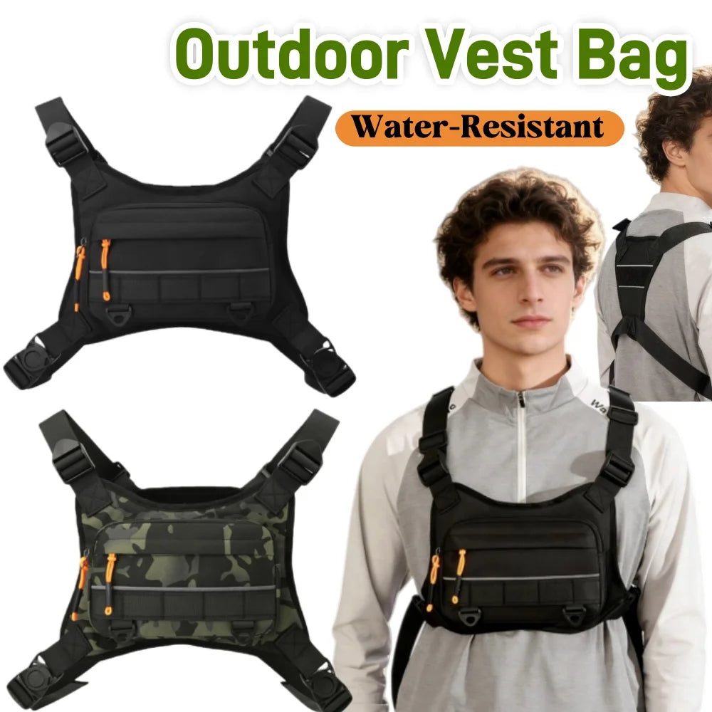 Tacti-cal Chest Bag Men Running Front Vest Backpack Rig Pouch Hiking Cycling Outdoor Camping Fishing Hunting Travel Molle Bag