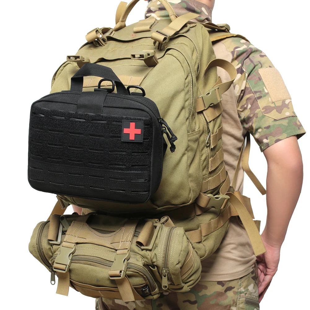 Everyday Carry Survival Bag Lightweight Waist Bag Red Cross Patch Magic Tape for Sports Survival/Camping/Hiking/Hunting