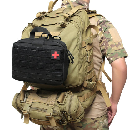 Everyday Carry Survival Bag Lightweight Waist Bag Red Cross Patch Magic Tape for Sports Survival/Camping/Hiking/Hunting