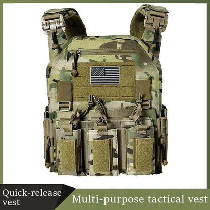 Wear-resistant Quick-Release Laser-Cut MOLLE System Outdoor Hunting Training Tactical Vest Made of Nylon Material