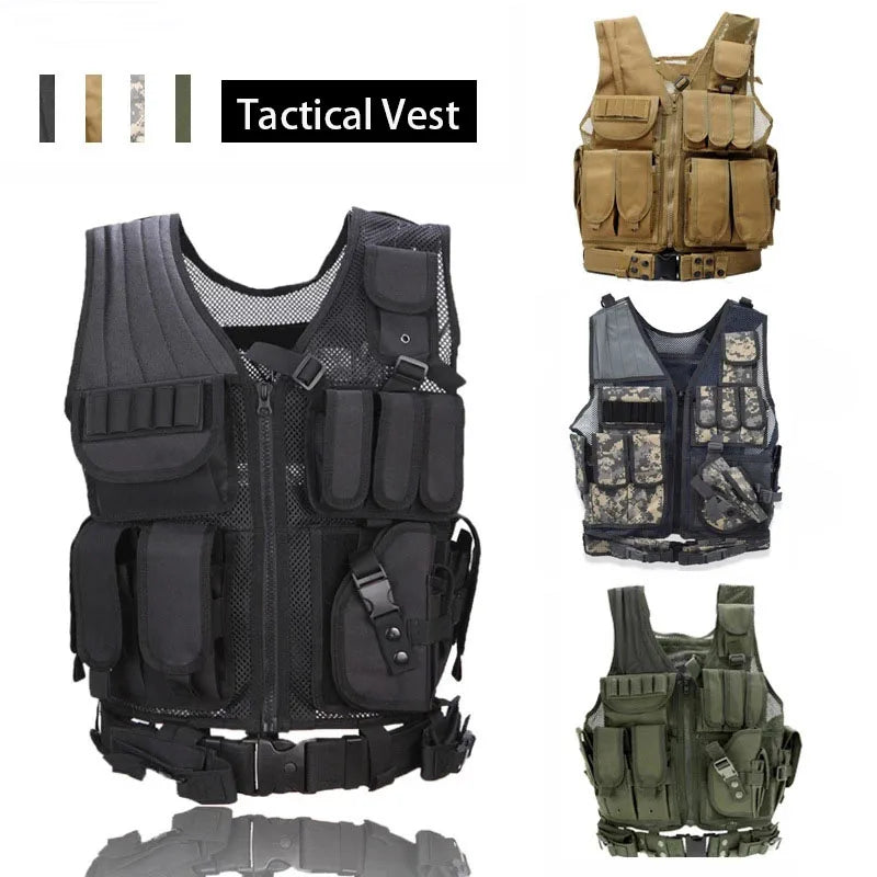 Multi-Pocket Swat Tactical Vest Jungle Combat Body Armor Vests Security Hunting Outdoor CS Game Airsoft Training Jacket