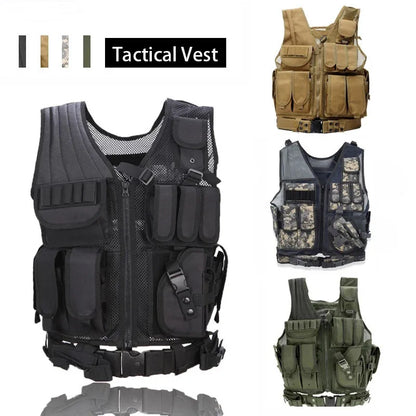 Multi-Pocket Swat Tactical Vest Jungle Combat Body Armor Vests Security Hunting Outdoor CS Game Airsoft Training Jacket