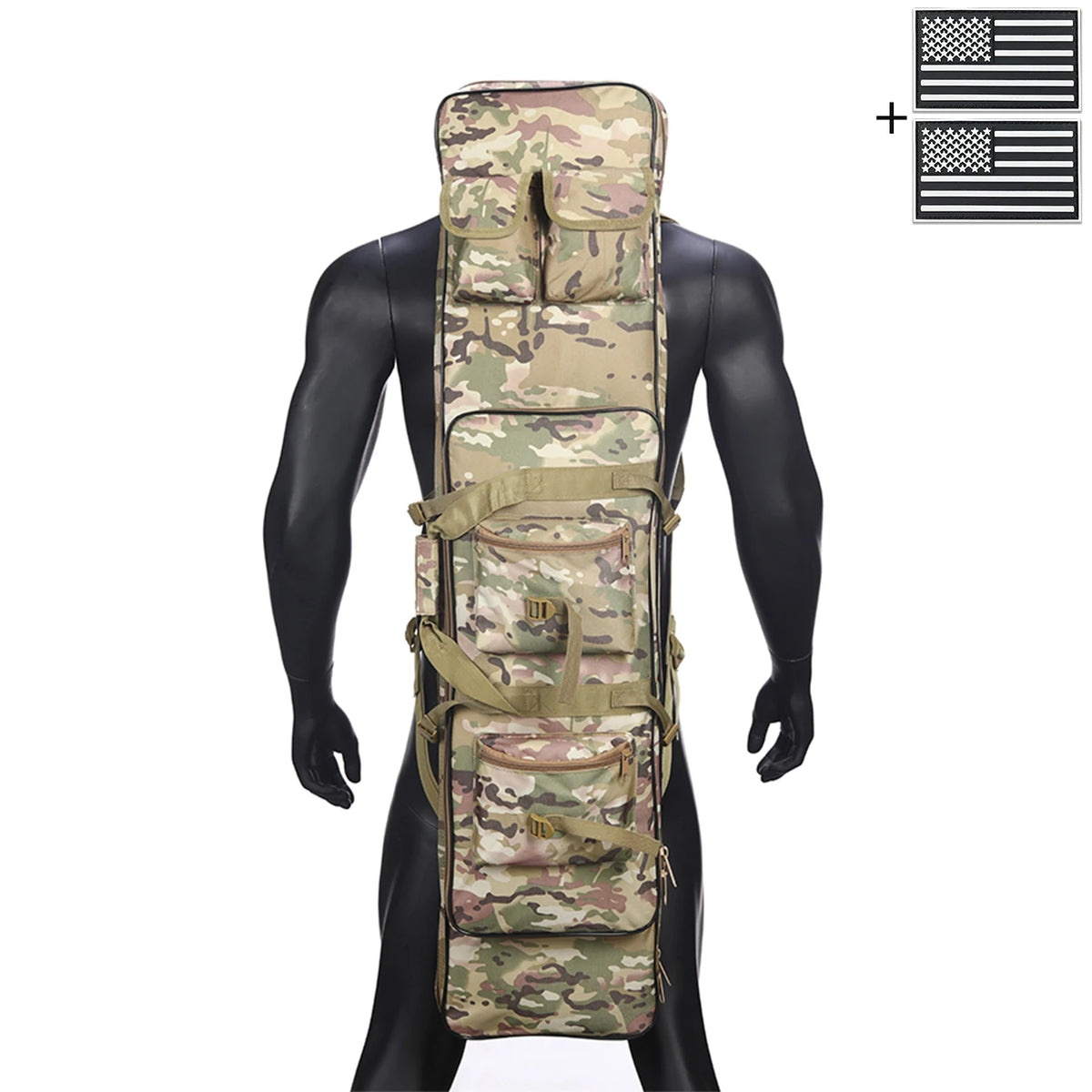 Outdoor hunting long equipment backpack multifunctional storage bag, adjustable shoulder straps, multiple storage pockets
