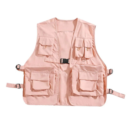 Utility Vest, Cargo Vest Sleeveless Jacket, Breathable Casual Waistcoat Outerwear for Men Women Climbing Outdoor Sports