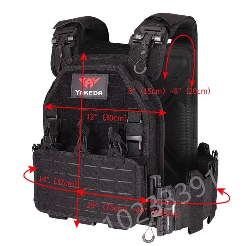 YAKEDA Tactical Vest 6094 Fast detachable light laser cut outdoor hunting black gear carry vest of high quality