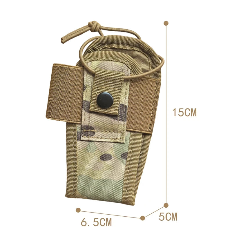 Tactical MOLLE Walkie Talkie Holder Bag Adjustable Two Way Radio Cover Case Outdoor Vest Accessory Pouch