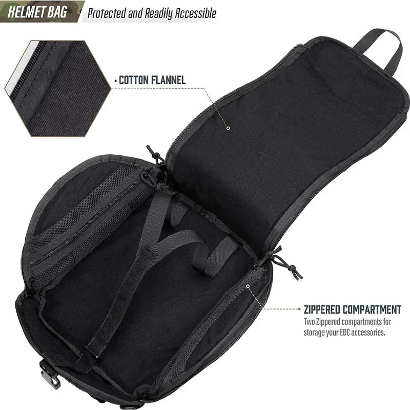 Tactical Helmet Bag Pack Multi-Purpose Molle Storage Carrying Pouch for Sports Hunting Shooting Combat Helmets