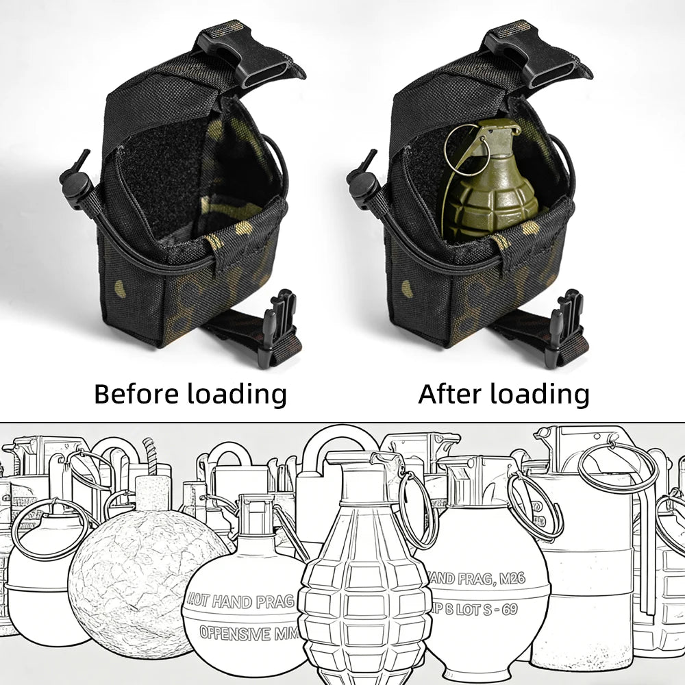 Tactical Frag Grenade Pouch MOLLE Tool Pouch Ultility EDC Mini Waist Storage Bag with Adjustable Function