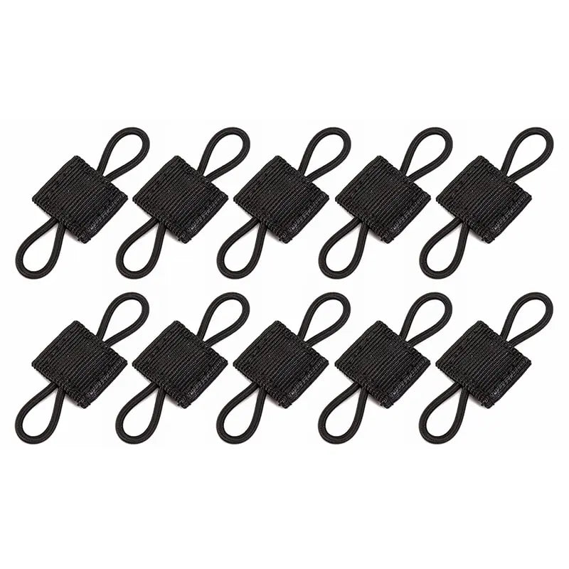 10PCS Black Outdoor Nylon Fastener Tactical Binding Retainer Elastic Molle Ribbon Buckle for Backpack Equipment Accessories
