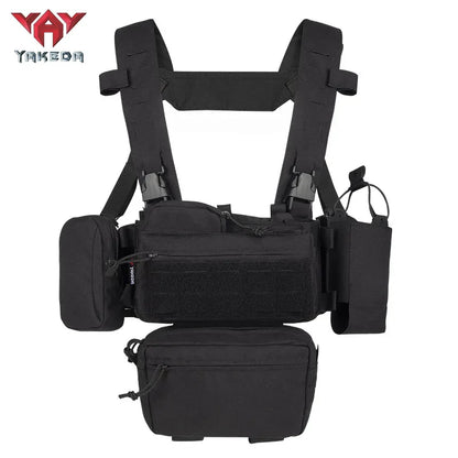 YAKEDA Lightweight Chest Rig Molle Tactical Vest Belly Bib Pocket 500D Quick Release Outdoor CS Training Combat Military Gear
