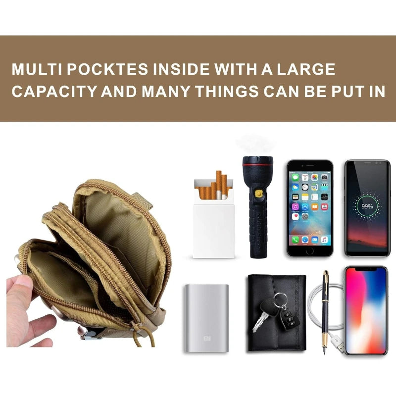 Tactical Waist Pouch EDC Molle Waist Bag Belt Phone Pouch Holster Purse Carrying Pouch for Smartphone Tools