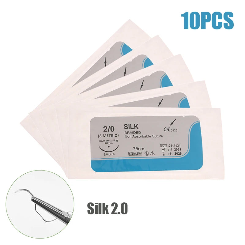 10Pcs 75cm 2/0 3/0 4/0 Medical Surgical Suture Nylon Silk Polypropylene Polyester Monofilament Thread Suture Teaching Exercises