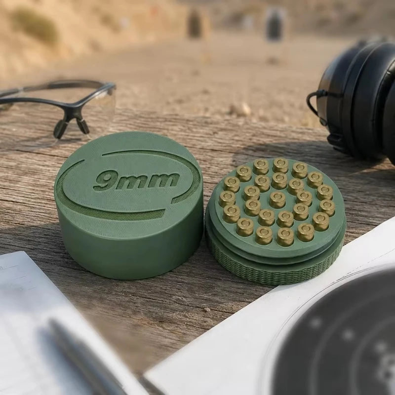 9MM Bullet Storage Box, 25 Rounds of Ammunition Storage Box Storage Box, Portable Screw Lid Design, Small Pocket Size Ideal Gift