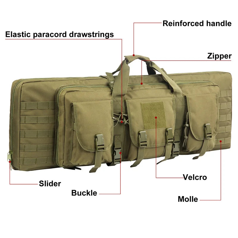 LQARMY 81 97 106 122cm Tactical Gun Bag Double Rifle Case  Molle Rifle Bag Sniper Airsoft Gun Case Backpack Hunting Gun Holster