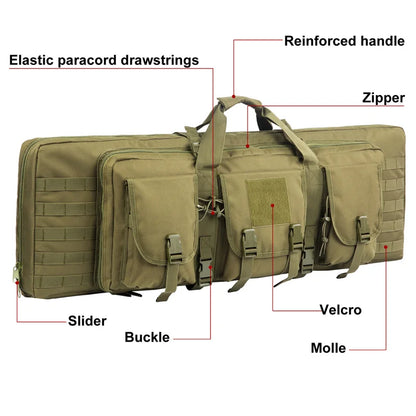 LQARMY 81 97 106 122cm Tactical Gun Bag Double Rifle Case  Molle Rifle Bag Sniper Airsoft Gun Case Backpack Hunting Gun Holster