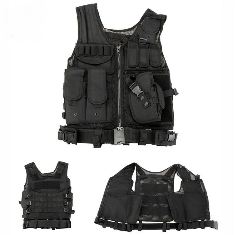 Tactical Breathable Vest SWAT Protective Police Armor Vests  Airsoft Paintball Combat Mens Adjustable Outdoor CS Training Jacket