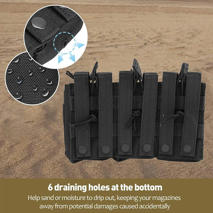 Universal Triple Magazine Pouch - Double-Layer Molle Compatible Ammo Holder for M4/M16, M14, AK, AR Platforms