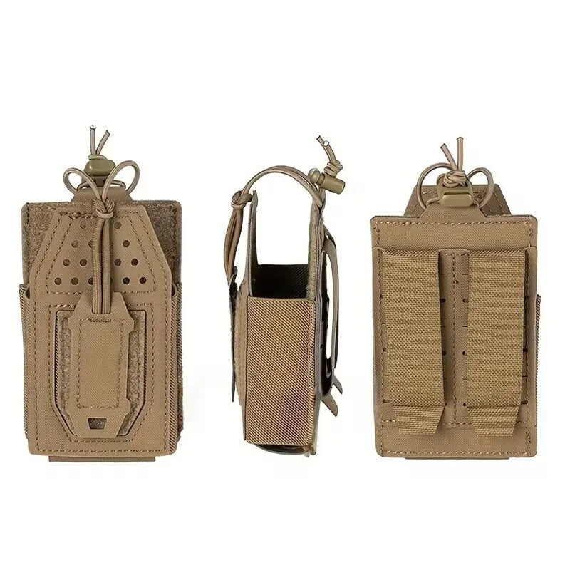 Portable MOLLE Radio Pouch for Walkie Talkie Open Top Quick Release Interphone Holder Bag Communication Gear for Hiking Camping