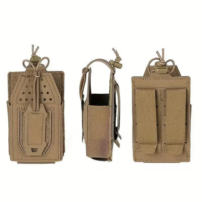 Portable MOLLE Radio Pouch for Walkie Talkie Open Top Quick Release Interphone Holder Bag Communication Gear for Hiking Camping
