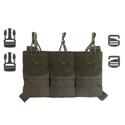 K Style Tactical Triple Magazine Pouch AR15 M4 5.56 Open-Top MAG3 Pouch for Hunting Airsoft Molle Vest Plate Carrier Front Panel