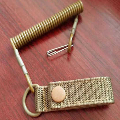 Tactical Anti-lost Elastic Lanyard Anti-theft Anti-cut Outdoor Spring Seat Belt Gun Rope Key Ring Flashlight Accessories