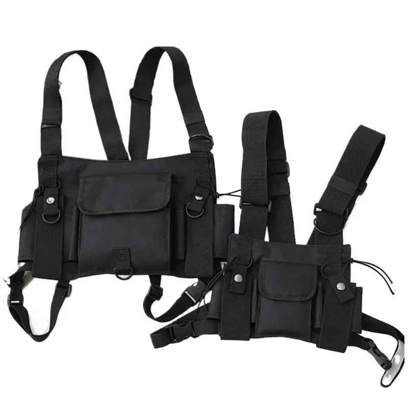 Tactical Vest Man Military Chest Rig Pack Pouch Holster Walkie Talkie Radio Waist Pack Tactical Harness Travel Adjustable Vest