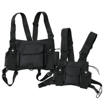Tactical Vest Man Military Chest Rig Pack Pouch Holster Walkie Talkie Radio Waist Pack Tactical Harness Travel Adjustable Vest