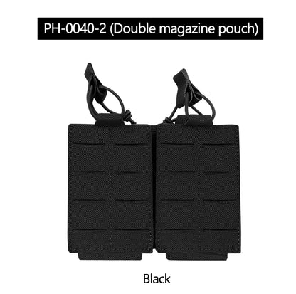 AG 3 MOLLE 5.56 M4 Triple Magazine Pouch Bungee Retention Tactical Vest K19 Plate Carrier Front Placard MAG Holder Bag Airsoft