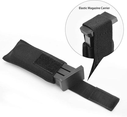 9mm Pistol Magazine Pouch Concealed Carrier Extra Single Pistol Magazine Carrier Horizontal Pouch with Safety Hook and Loop