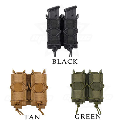 OPHIDIAN 9mm Pistol Double Row Magazine Pouch Molle Mag Holster Hunting Flashlight Holder EDC
