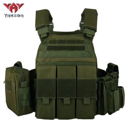 YAKEDA Tactical MC Camo Vest Outdoor Hunting Plate Carrier Protective Molle Waistcoat Adjustable Men Women Airsoft Equipment