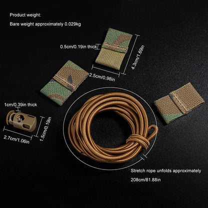 Ophidian Tac Tactical Bungee Elastic Fasten , MOLLE Vest Tool Organizer Cord Attachment Kits for Outdoor Camping Hunting EDC