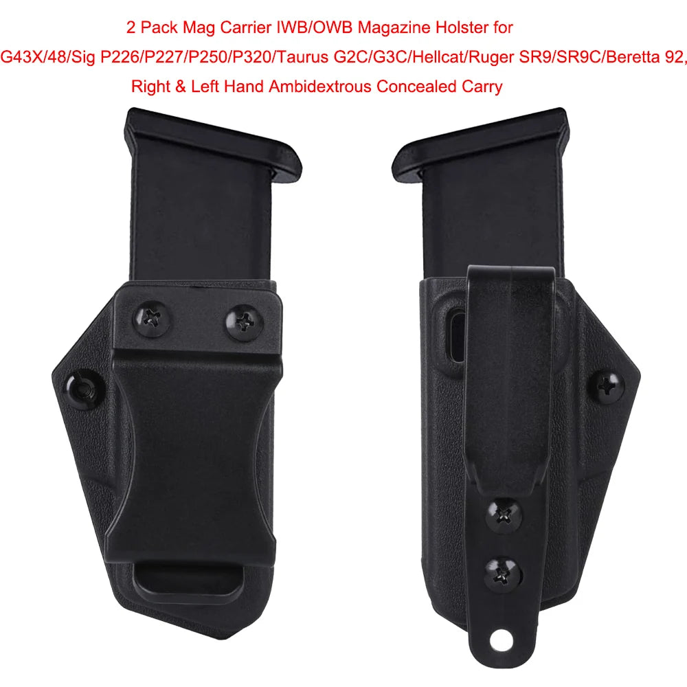 2 Pack Mag Carrier IWB/OWB Magazine Holster for G43X/48 Right & Left Hand Ambidextrous Concealed Carry