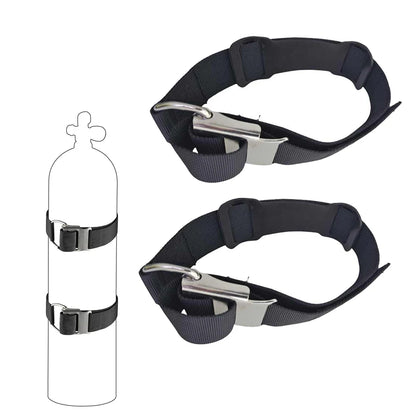 Scuba Diving Tank Band with SS Cam Lock Buckle Tech Cave Diving Cylinder Tank Band Belt Extinguisher Mounting Bracket