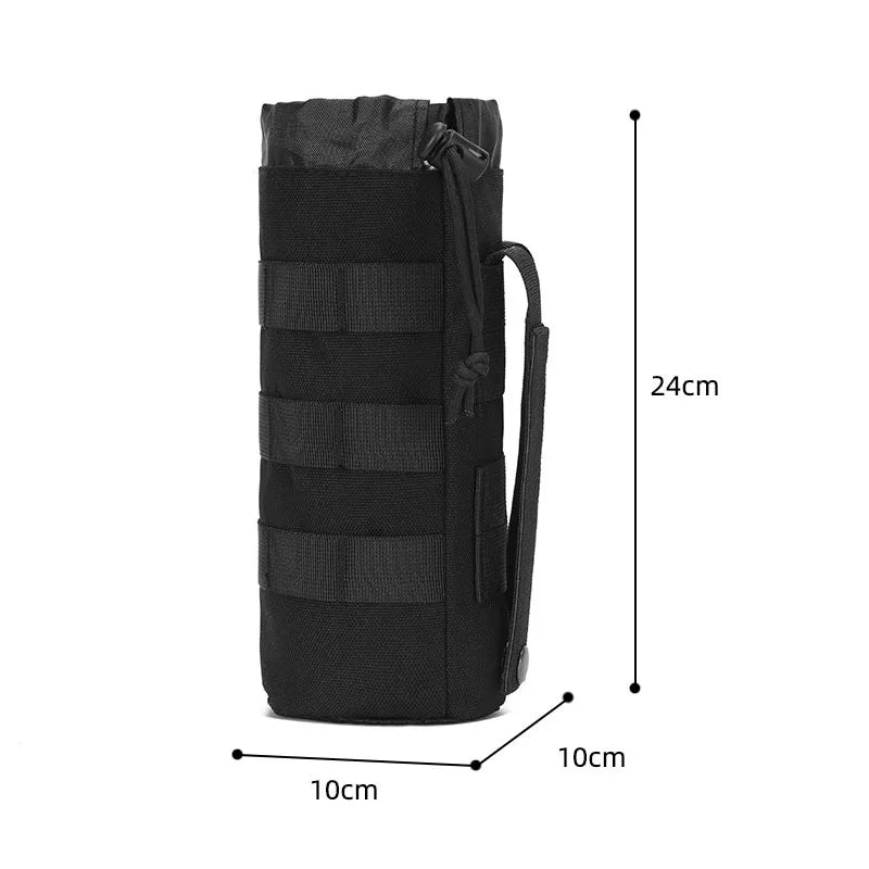 Outdoor Molle Water Bottle Bag Kettle Pouch Holder Camping Hiking Cycling Bottle Bag Adjustable Drawstring Water Bottle Pouch