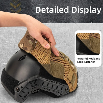 FAST Helmet Cover Multi-Cam Tactical Helmet Mesh with Elastic Cord for Fast MH PJ BJ Helmets Airsoft Paintball Hunting Shooting