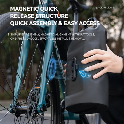 Qunature Upgraded 2.0 Compression Bike Bag 1/2-Pack Magnetic Quick Release Heavy Duty Waterproof Travel Gravel Bike Fork Pack 6L
