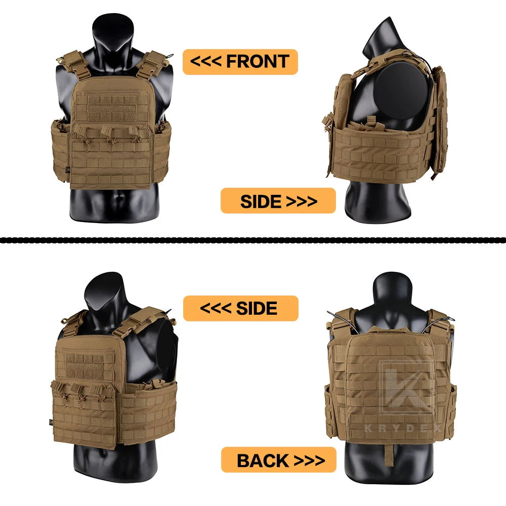 KRYDEX Tactical MOLLE CPC Plate Carrier Vest With Radio Side Pouch Mag Pouch Heavy Duty Body Armor Combat Airsoft Men Vest