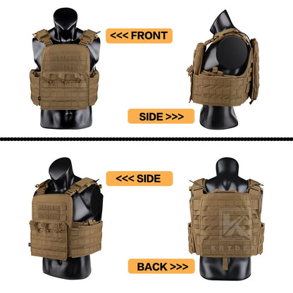 KRYDEX Tactical MOLLE CPC Plate Carrier Vest With Radio Side Pouch Mag Pouch Heavy Duty Body Armor Combat Airsoft Men Vest