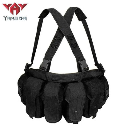 Yakeda Tactical Chest Rig  Tactical Molle 6 Magazine Pouches Lightweight Outdoor Hunting Training Tactical Vest Chest Rig