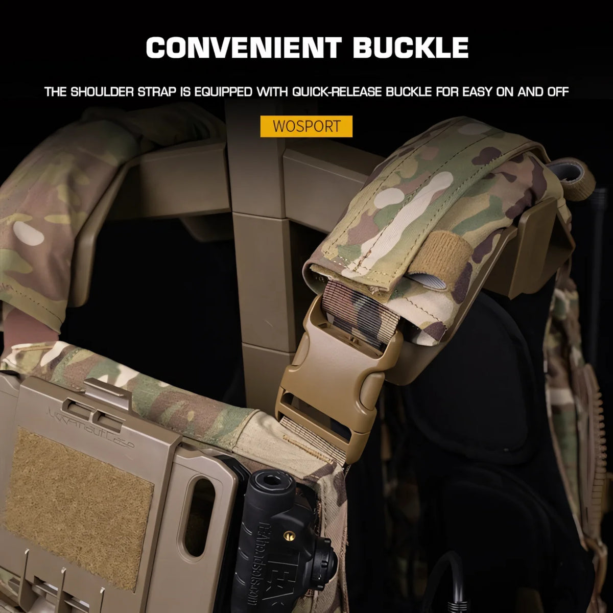 Wosport AVS MBAV Tactical Vest Quick Release Plate Carrier MOLLE Padded Vest Rear Zipper for Airsoft Team Activities Airsoft