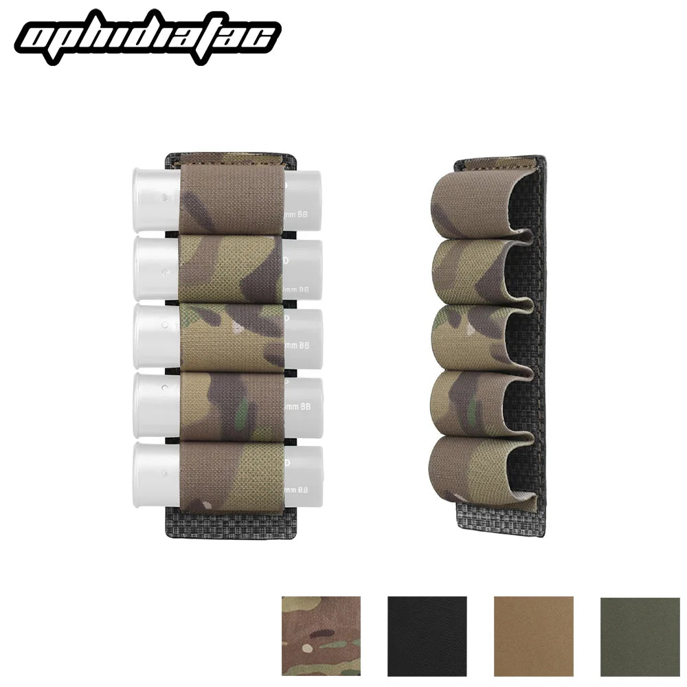 OPHIDIAN 5 Rounds 12 Gauge Shotgun Ammo Bag Hanging Molle Shotgun Rack Bullet Barrel Hunting Accessories