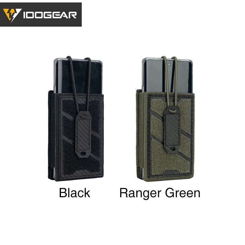 IDOGEAR TGS Tactical Universal Phone Pouch MOLLE 5.56 Mag Holder Adjustable Elastic Anti-slip Interior Charging Hole 3588