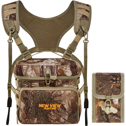 NEW VIEW Bino Packs for Hunting, Binocular Straps Harness Chest Pack with Detachable Rangefinder Pouch（Large Size）
