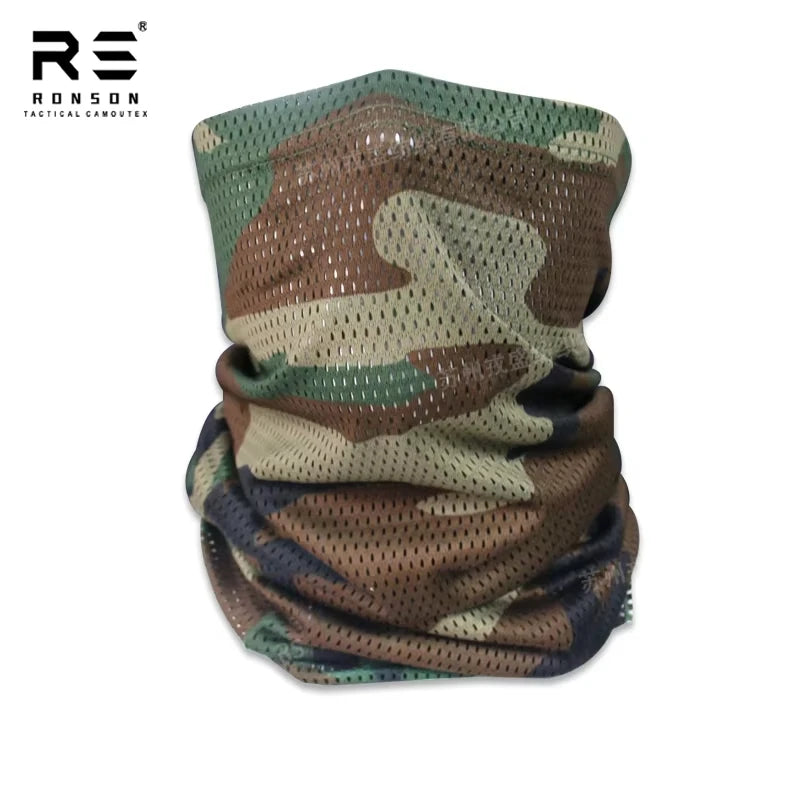 Tactical Camouflage Lightweight Mesh Fabric Sunscreen Mask Scarf Outdoor Sports Breathable Riding Sun Protection Quick Dry