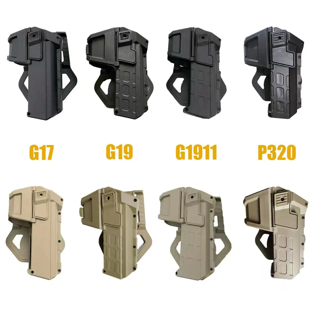 Movable Gun Holsters for Colt 1911 GlockG 17 18 Airsoft Pistol Gun Holster Fit Flashlight or Laser Mounted Right Hand with Sling