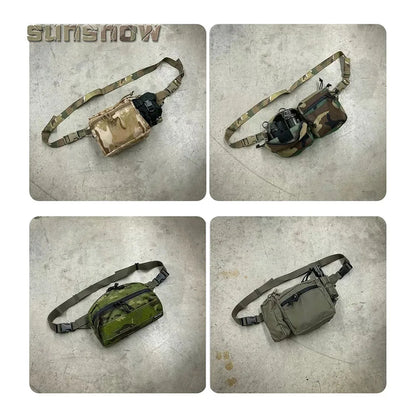 Tactical Belt MOLLE Fanny Sub Load Adapter Panel (SLAP) 6 Slot Wide Fanny Pack Admin Pouch Mounting Waist Belt